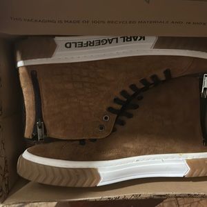 karl lagerfeld paris men's croc embossed suede high top sneakers